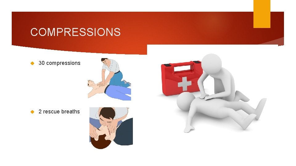 COMPRESSIONS 30 compressions 2 rescue breaths 