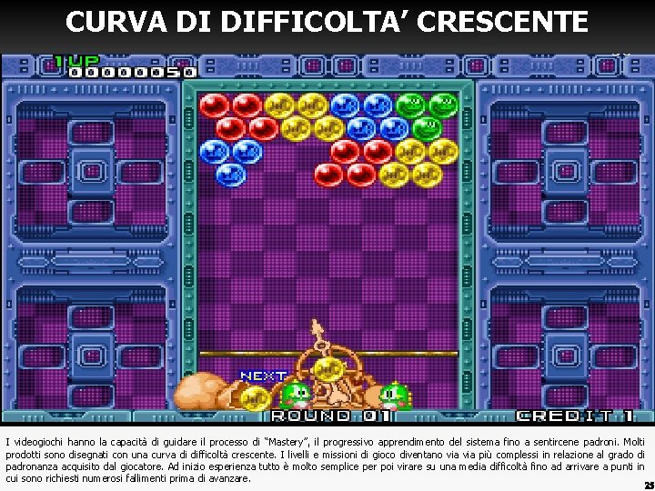 CURVA DI DIFFICOLTA’ CRESCENTE I videogiochi hanno la capacità di guidare il processo di CURVA DI DIFFICOLTA’ CRESCENTE I videogiochi hanno la capacità di guidare il processo di