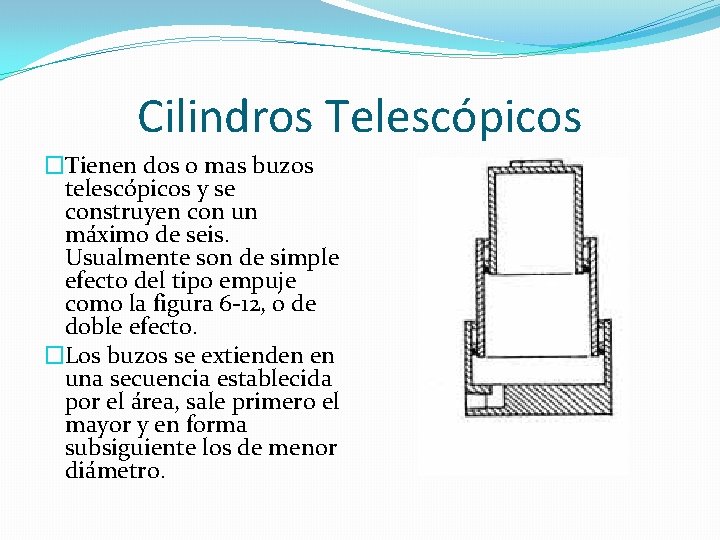 Cilindros Telescópicos �Tienen dos o mas buzos telescópicos y se construyen con un máximo