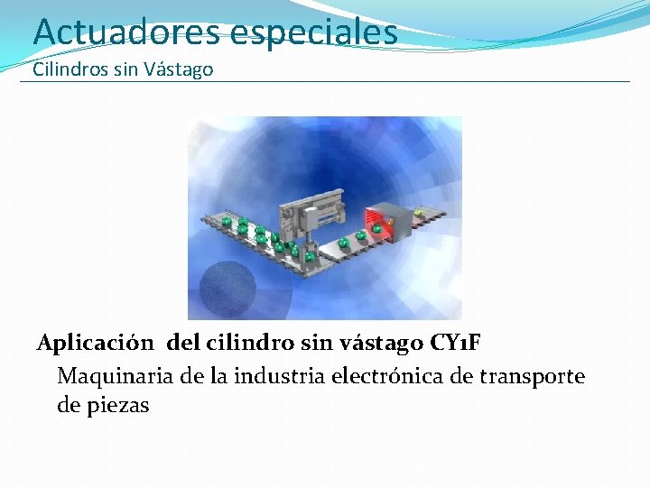 Actuadores especiales Cilindros sin Vástago Aplicación del cilindro sin vástago CY 1 F Maquinaria