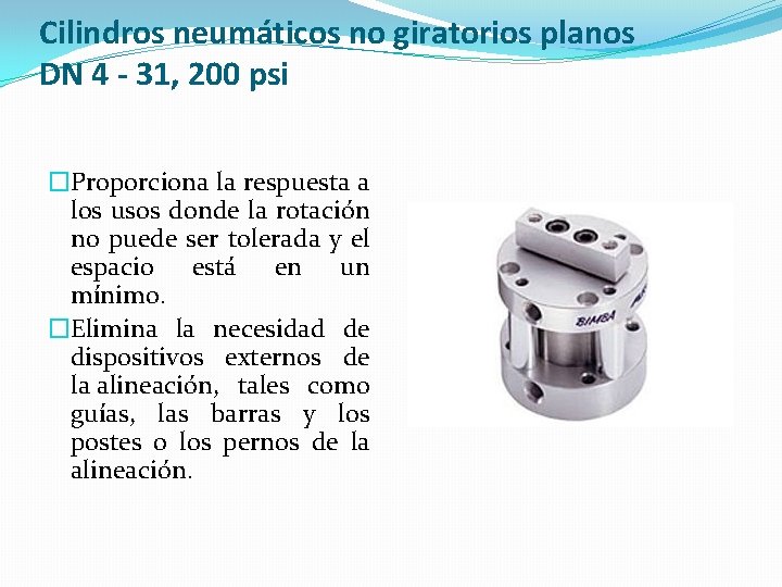 Cilindros neumáticos no giratorios planos DN 4 - 31, 200 psi �Proporciona la respuesta