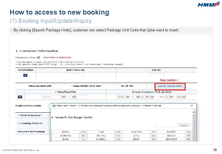 How to access to new booking (1) Booking Input/Update/Inquiry - By clicking [Search Package