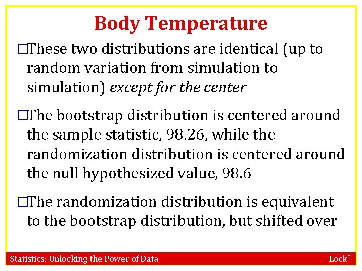 Body Temperature �These two distributions are identical (up to random variation from simulation to