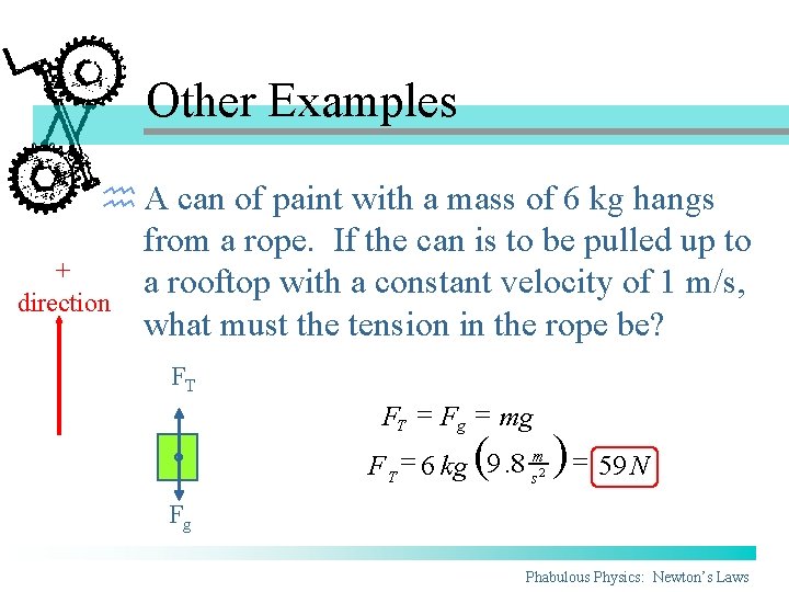 Other Examples h A can of paint with a mass of 6 kg hangs Other Examples h A can of paint with a mass of 6 kg hangs