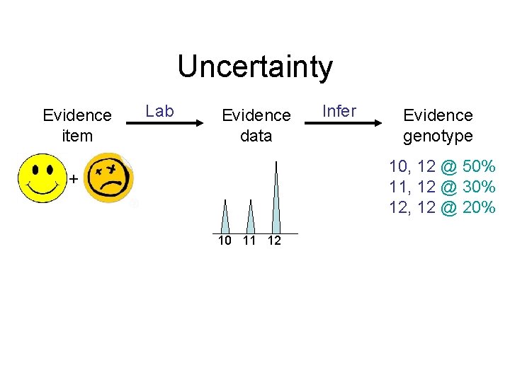 Uncertainty Evidence item Lab Evidence data Infer Evidence genotype 10, 12 @ 50% 11,