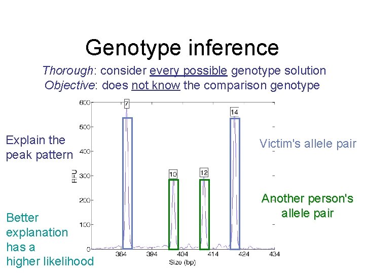 Genotype inference Thorough: consider every possible genotype solution Objective: does not know the comparison