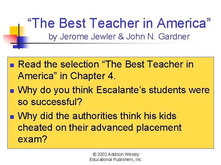 “The Best Teacher in America” by Jerome Jewler & John N. Gardner n n