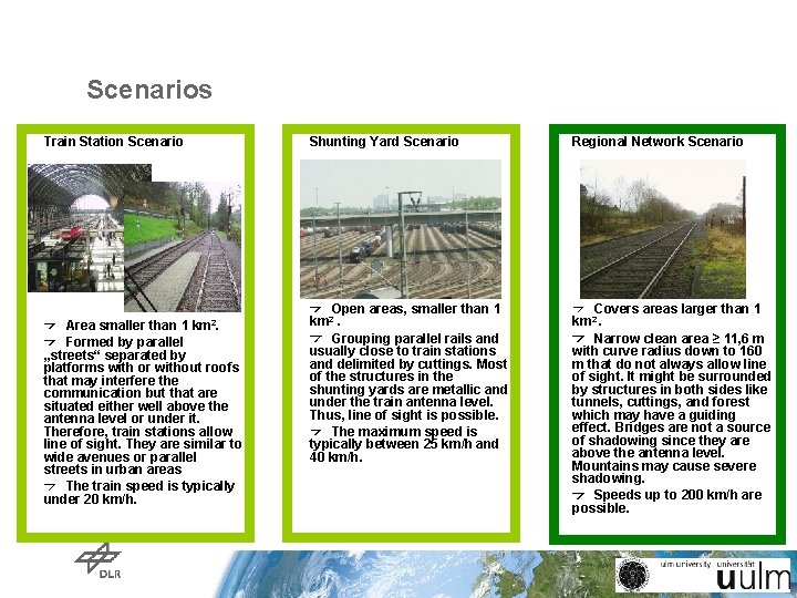 Scenarios Train Station Scenario km 2. Area smaller than 1 Formed by parallel „streets“ Scenarios Train Station Scenario km 2. Area smaller than 1 Formed by parallel „streets“