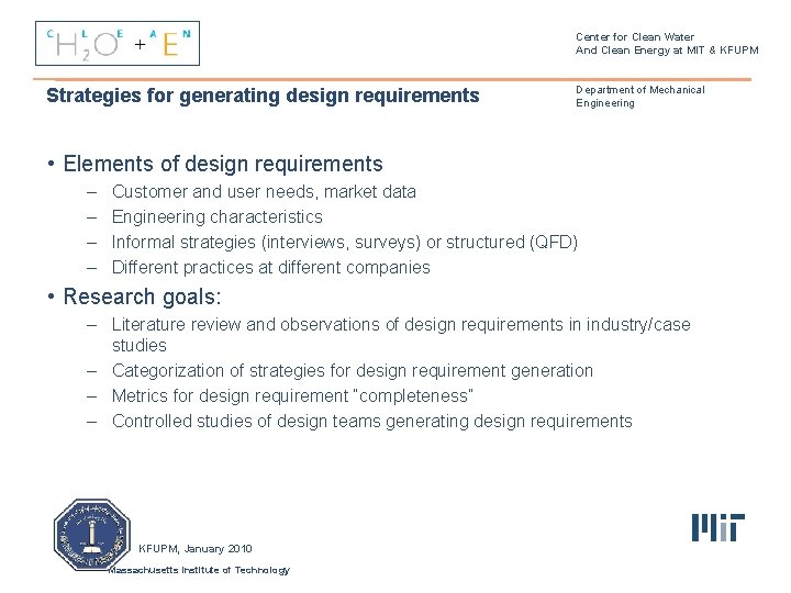 Center for Clean Water And Clean Energy at MIT & KFUPM Strategies for generating