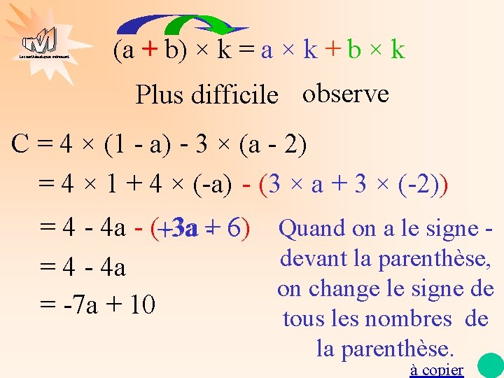 Les mathématiques autrement (a + b) × k = a × k + b