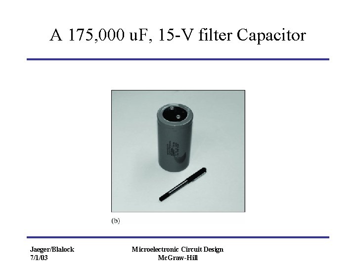 A 175, 000 u. F, 15 -V filter Capacitor Jaeger/Blalock 7/1/03 Microelectronic Circuit Design