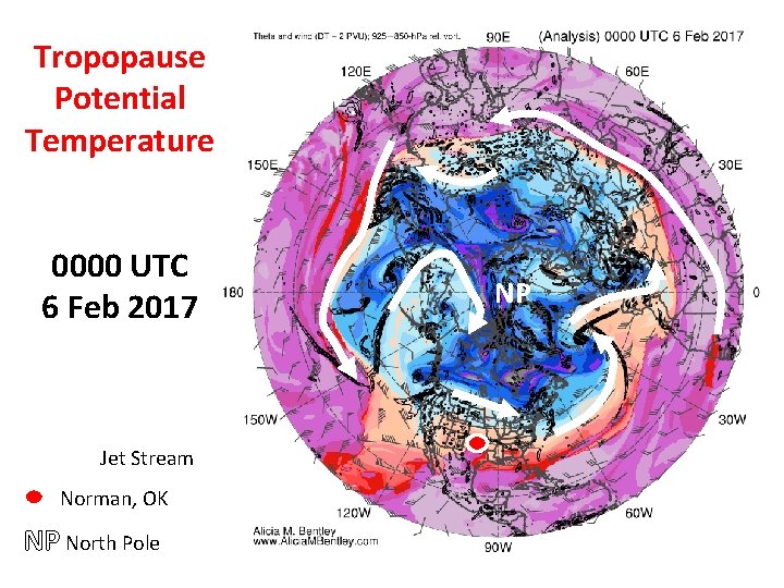 Tropopause Potential Temperature 0000 UTC 6 Feb 2017 Jet Stream Norman, OK NP North