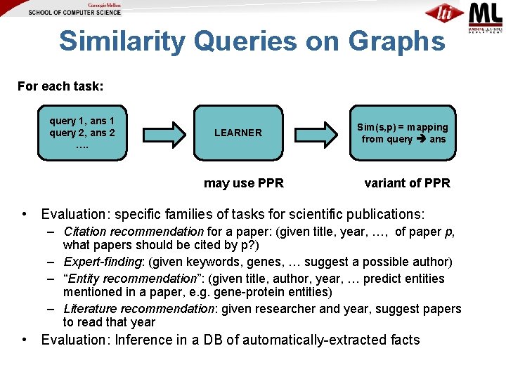 Similarity Queries on Graphs For each task: query 1, ans 1 query 2, ans