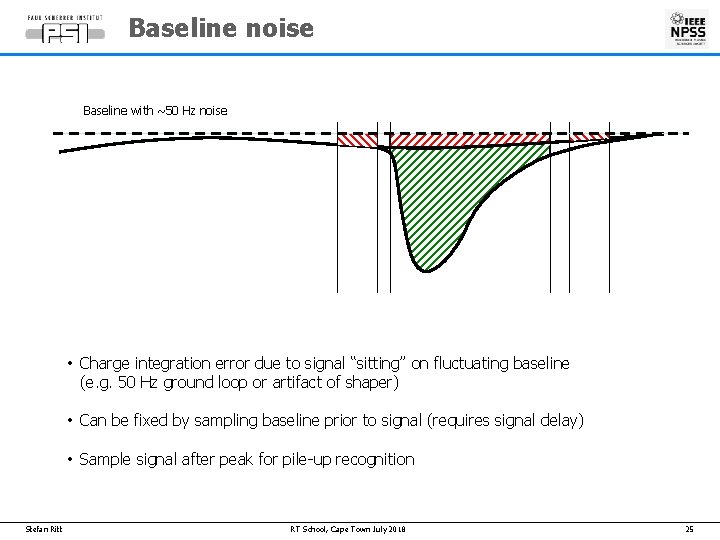 Baseline noise Baseline with ~50 Hz noise • Charge integration error due to signal