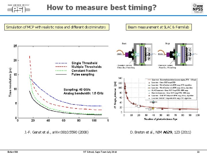 How to measure best timing? Simulation of MCP with realistic noise and different discriminators