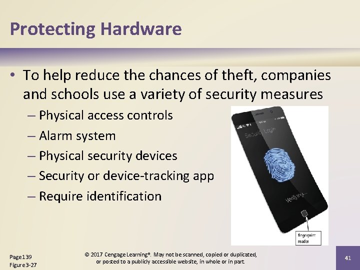 Protecting Hardware • To help reduce the chances of theft, companies and schools use Protecting Hardware • To help reduce the chances of theft, companies and schools use