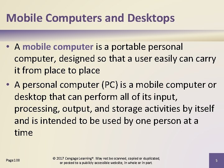 Mobile Computers and Desktops • A mobile computer is a portable personal computer, designed Mobile Computers and Desktops • A mobile computer is a portable personal computer, designed