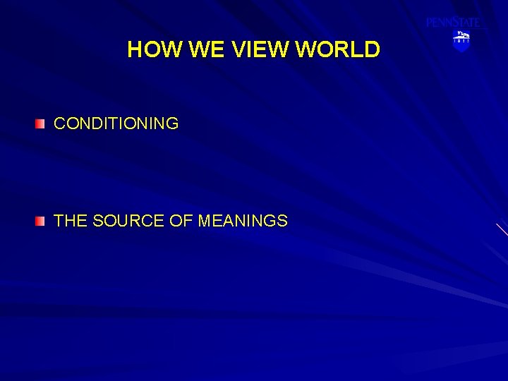 HOW WE VIEW WORLD CONDITIONING THE SOURCE OF MEANINGS 