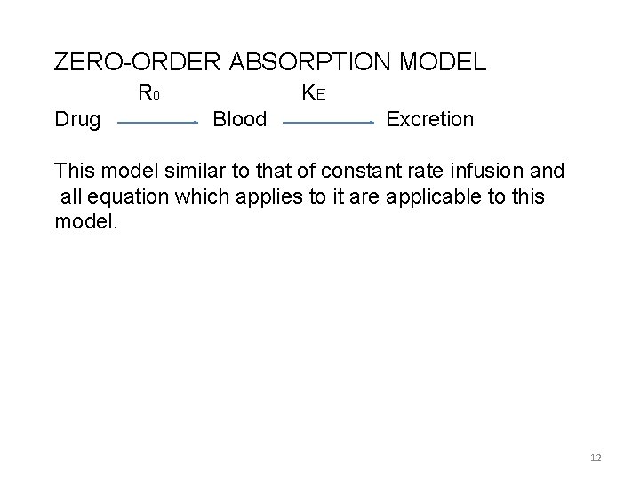 ZERO-ORDER ABSORPTION MODEL R 0 Drug KE Blood Excretion This model similar to that