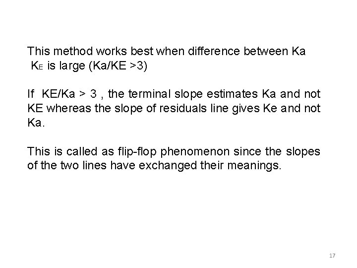 This method works best when difference between Ka KE is large (Ka/KE >3) If