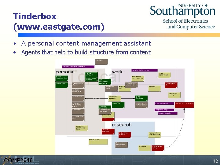 Tinderbox (www. eastgate. com) • A personal content management assistant • Agents that help