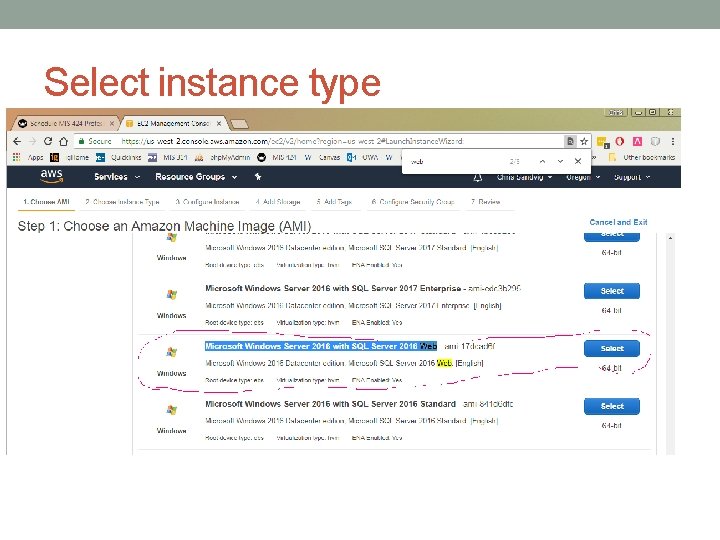 Select instance type 