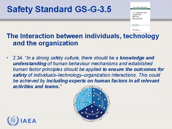 Safety Standard GS-G-3. 5 The Interaction between individuals, technology and the organization • 2.