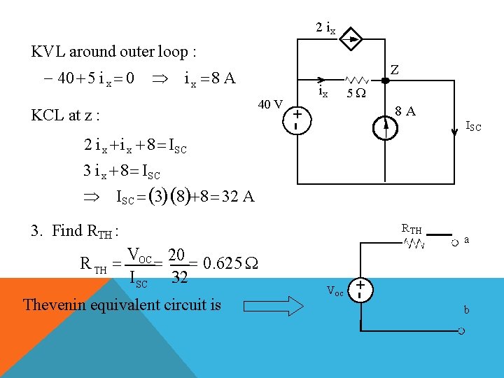 2 ix KVL around outer loop : 40 5 i x 0 Z i