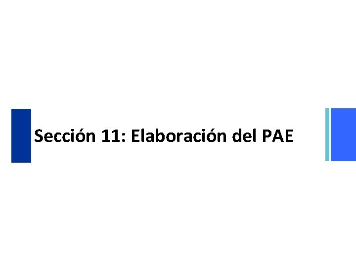 Sección 11: Elaboración del PAE Sección 11: Elaboración del PAE