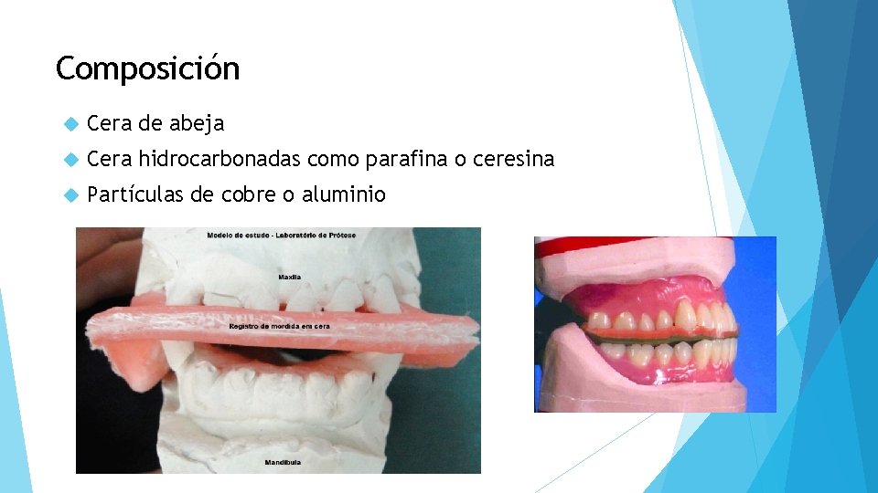 Composición Cera de abeja Cera hidrocarbonadas como parafina o ceresina Partículas de cobre o