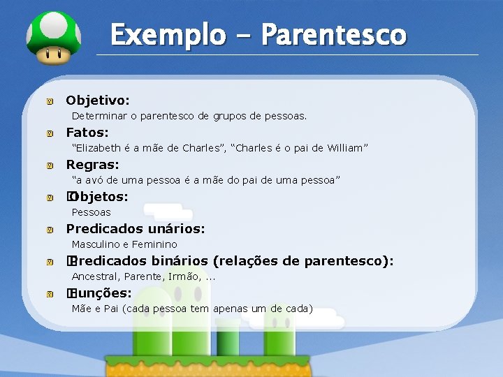 Exemplo - Parentesco LOGO Objetivo: Determinar o parentesco de grupos de pessoas. Fatos: “Elizabeth Exemplo - Parentesco LOGO Objetivo: Determinar o parentesco de grupos de pessoas. Fatos: “Elizabeth
