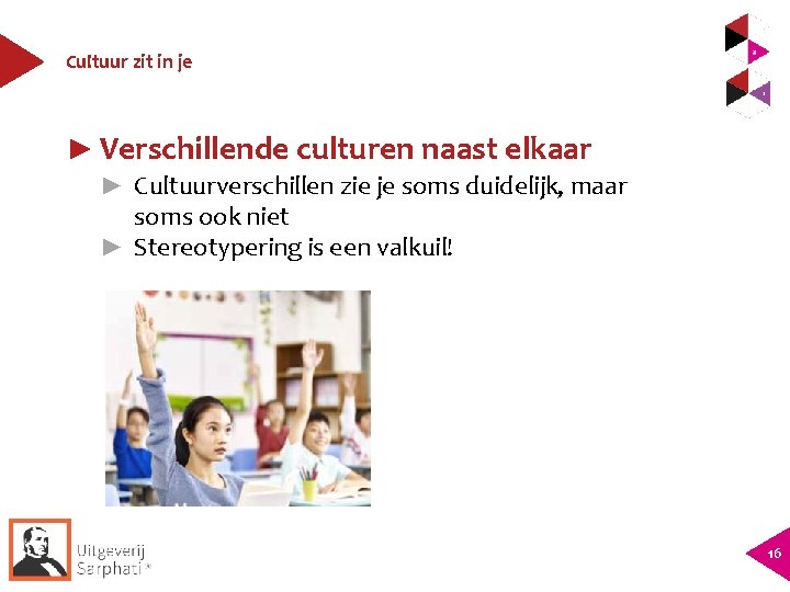 Cultuur zit in je ► Verschillende culturen naast elkaar ► Cultuurverschillen zie je soms
