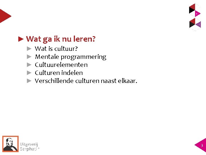 ► Wat ga ik nu leren? ► ► ► Wat is cultuur? Mentale programmering