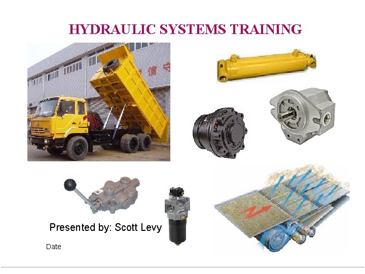 HYDRAULIC SYSTEMS TRAINING Presented by: Scott Levy Date 