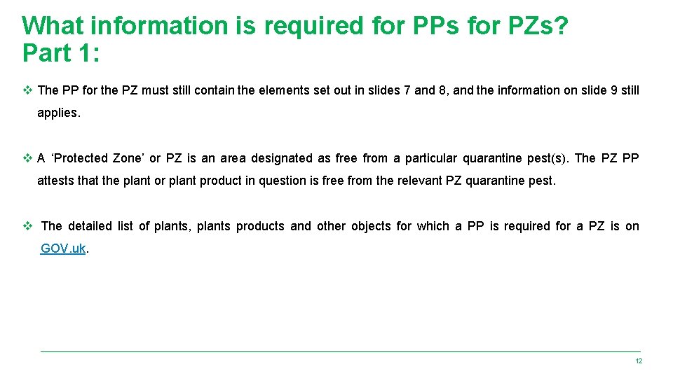 What information is required for PPs for PZs? Part 1: v The PP for