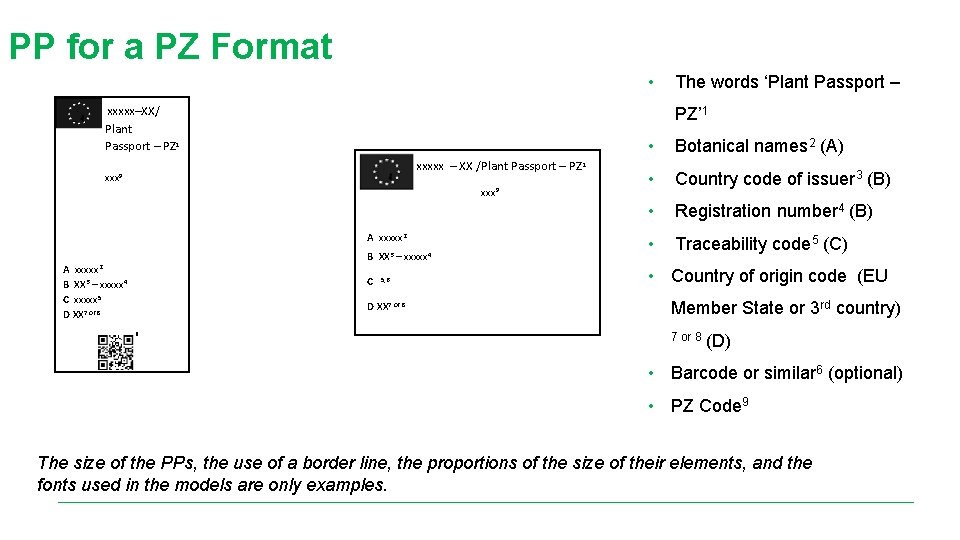 PP for a PZ Format • xxxxx–XX/ Plant Passport – PZ 1 PZ’ 1