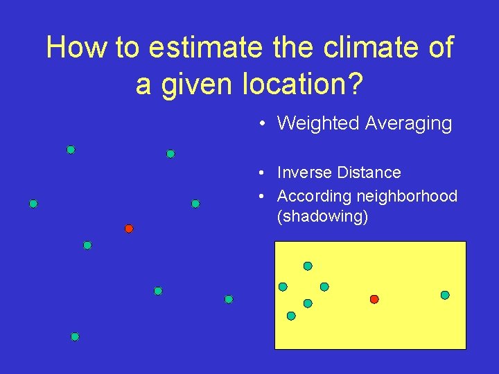 How to estimate the climate of a given location? • Weighted Averaging • Inverse