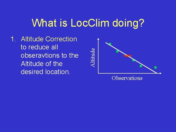 1. Altitude Correction to reduce all obseravtions to the Altitude of the desired location.