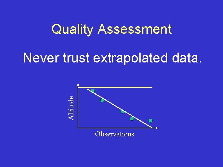 Quality Assessment Altitude Never trust extrapolated data. Observations 