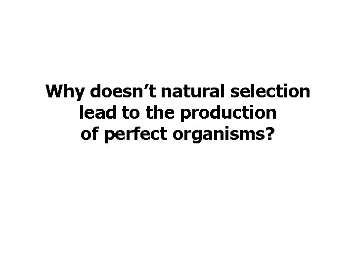 Why doesn’t natural selection lead to the production of perfect organisms? 
