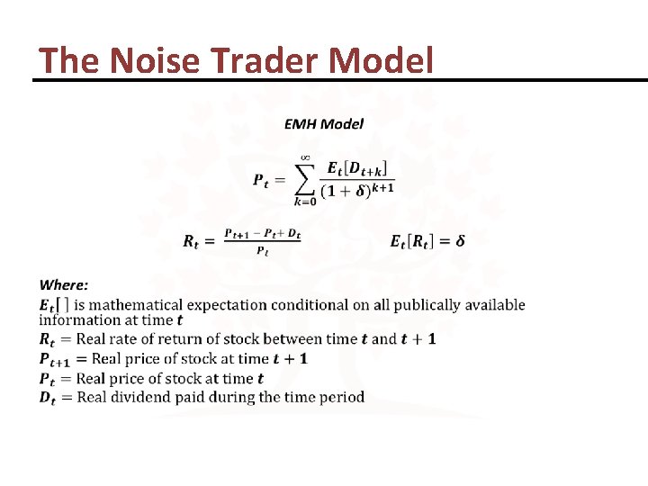 The Noise Trader Model • 