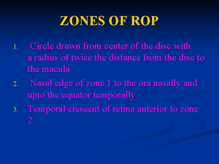 ZONES OF ROP 1. 2. 3. Circle drawn from center of the disc with ZONES OF ROP 1. 2. 3. Circle drawn from center of the disc with