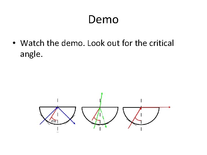 Demo • Watch the demo. Look out for the critical angle. 