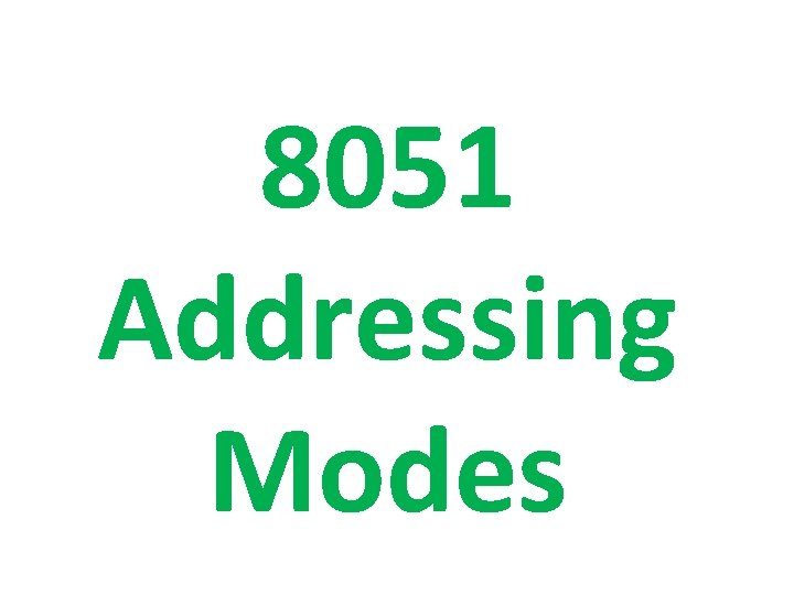 8051 Addressing Modes 