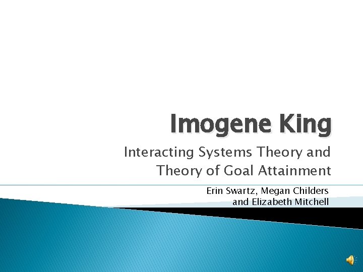 Imogene King Interacting Systems Theory and Theory of Goal Attainment Erin Swartz, Megan Childers