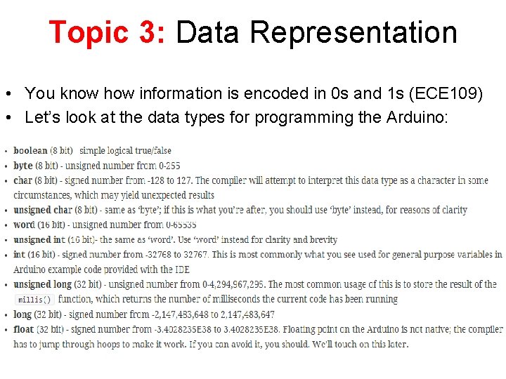 Topic 3: Data Representation • You know how information is encoded in 0 s