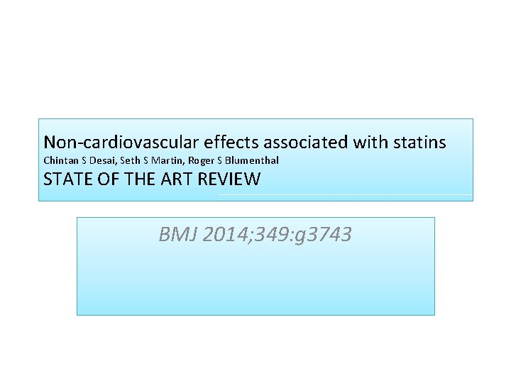 Noncardiovascular effects associated with statins Chintan S Desai