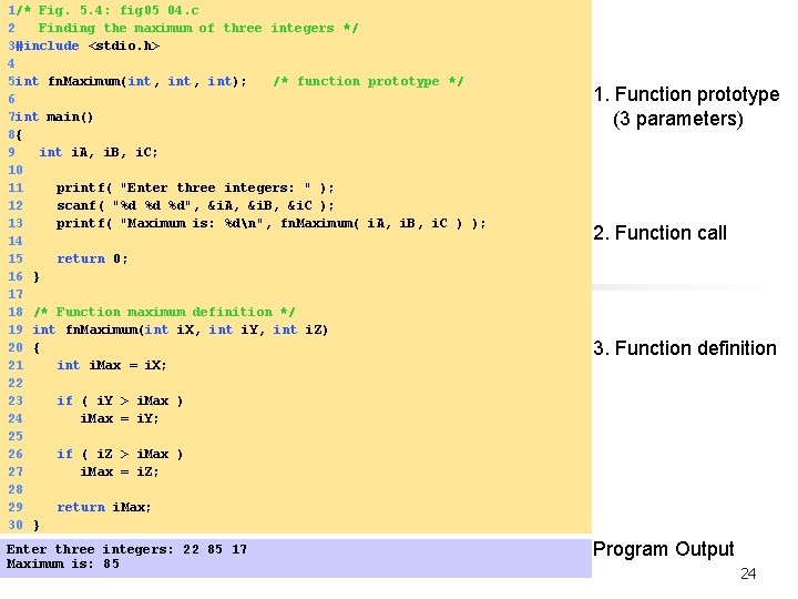 1/* Fig. 5. 4: fig 05_04. c 2 Finding the maximum of three integers