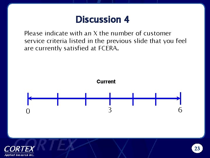 Discussion 4 Please indicate with an X the number of customer service criteria listed