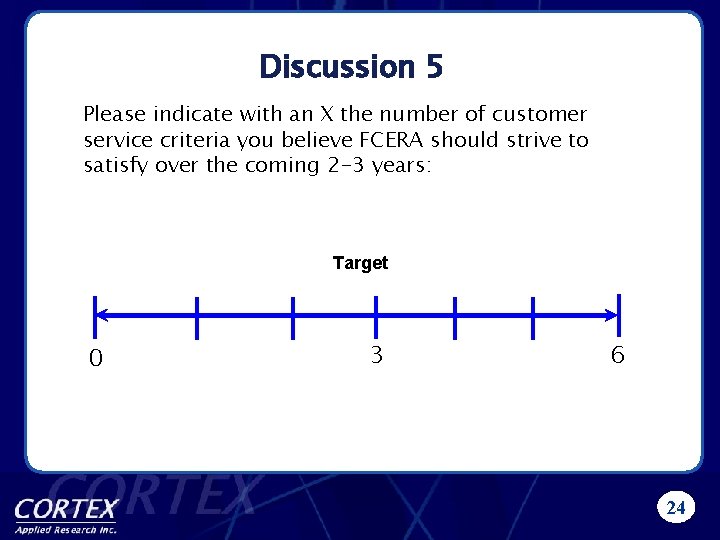 Discussion 5 Please indicate with an X the number of customer service criteria you